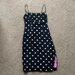 Vintage 90s Polka Dot Silk Dress (Size 6)